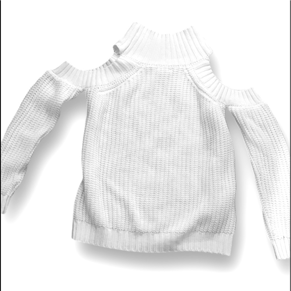 White cold shoulder sweater